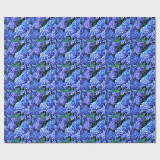 Blue Hydrangea Floral Pattern Cadeaupapier (Vlak)