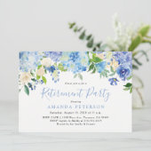 Blue Hydrangea Floral Retirement Party Invitation (Debout devant)