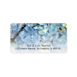 Blue Hydrangea Floral Return Address Etiket
