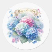 Blue Hydrangea Floral  Ronde Sticker (Voorkant)