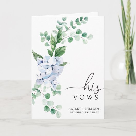 Blue Hydrangea Floral Ses Vows Carte Mariage (Devant)