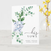 Blue Hydrangea Floral Ses Vows Carte Mariage (Fleur jaune)