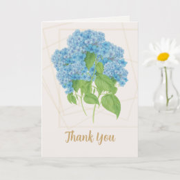 Blue Hydrangea Floral | Thank You  Kaart