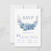 Blue Hydrangea Floral Watercolor Wedding RSVP (Devant)