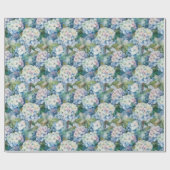Blue Hydrangea Floral Waterverf Cadeaupapier (Vlak)