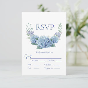 Blue Hydrangea Floral Waterverf Wedding RSVP
