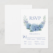 Blue Hydrangea Floral Waterverf Wedding RSVP Kaartje (Voorkant / Achterkant)
