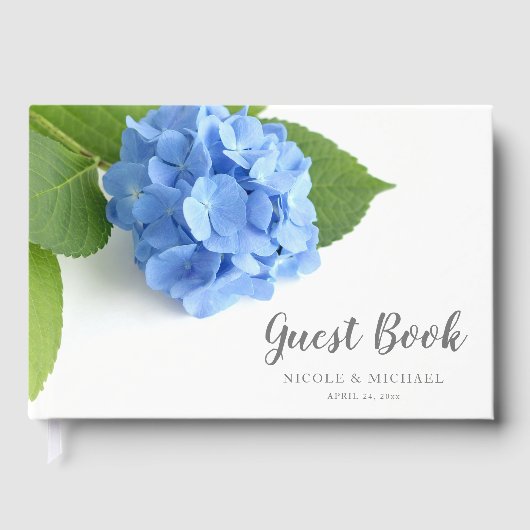 Blue Hydrangea Floral Wedding Gastenboek (Voorkant)