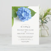 Blue Hydrangea Floral Wedding Invitations (Debout devant)