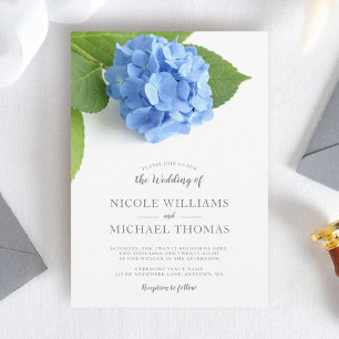 Blue Hydrangea Floral Wedding Invitations