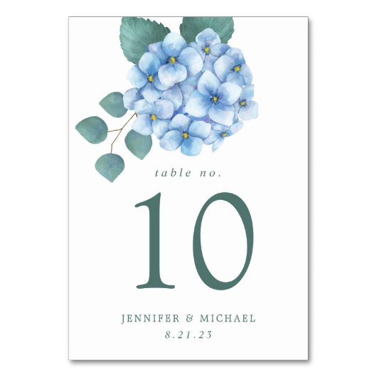 Blue Hydrangea Floral Wedding Kaart (Voorkant)