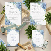 Blue Hydrangea Floral Wedding Kaart