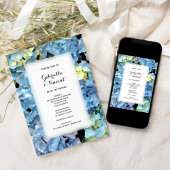 Blue Hydrangea Floral Wedding Kaart