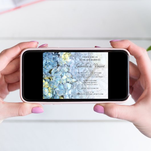 Blue Hydrangea Floral Wedding Kaart
