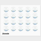 Blue Hydrangea Floral Wedding Ronde Sticker (Vel)