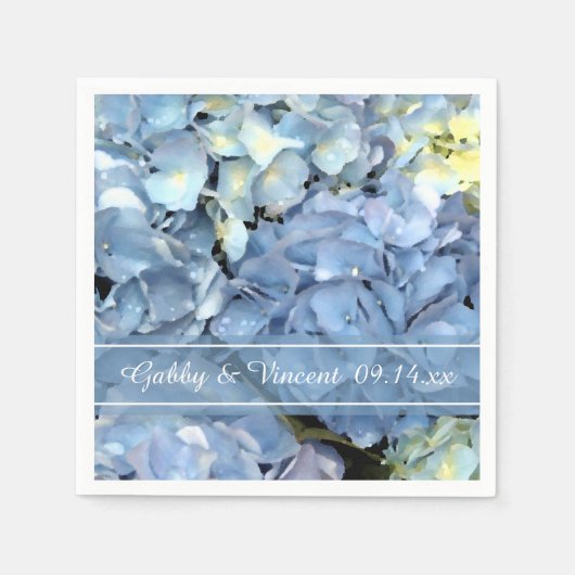 Blue Hydrangea Floral Wedding Servetten (Voorkant)