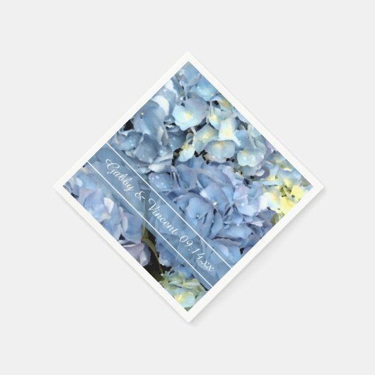 Blue Hydrangea Floral Wedding Servetten (Hoek)