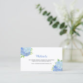 Blue Hydrangea Floral Wedding Website Card Visitekaartje (Staand voorkant)