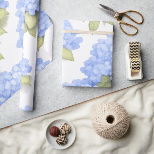 Blue Hydrangea Floral Wrapping Paper – Boutique Cadeaupapier (Crafts)