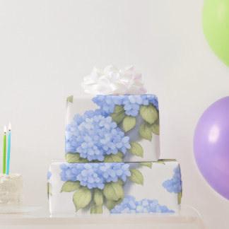 Blue Hydrangea Floral Wrapping Paper Cadeaupapier