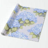 Blue Hydrangea Floral Wrapping Paper Cadeaupapier (Uitgerold)