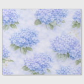 Blue Hydrangea Floral Wrapping Paper Cadeaupapier (Vlak)