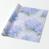 Blue Hydrangea Floral Wrapping Paper Cadeaupapier (Uitgerold)