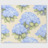 Blue Hydrangea Floral Wrapping Paper Cadeaupapier (Vlak)
