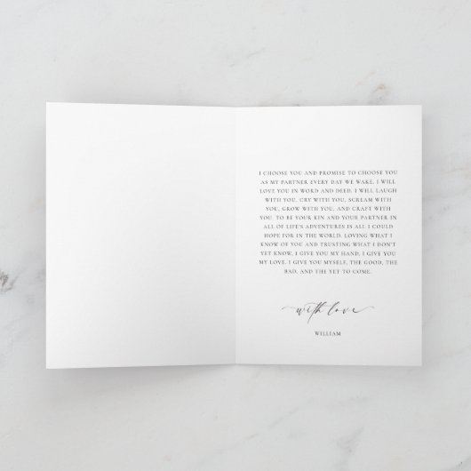 Blue Hydrangea Floral Zijn Vows Wedding Kaart (Binnen)