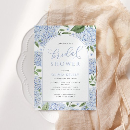 Blue Hydrangea Flower Arch Vrijgezellenfeest Kaart