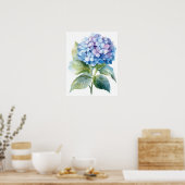 Blue Hydrangea Flower Art Print Poster (Keuken)