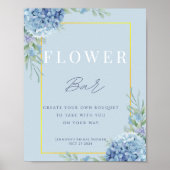 Blue Hydrangea Flower Bar Vrijgezellenfeest Poster (Voorkant)