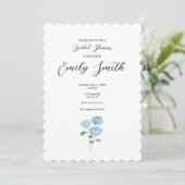 Blue Hydrangea Flower Bridal Shower Invitation (Debout devant)
