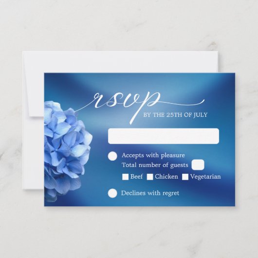 Blue Hydrangea Flower Navy Blue Wedding RSVP (Voorkant)