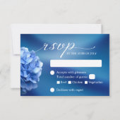Blue Hydrangea Flower Navy Blue Wedding RSVP Kaartje (Voorkant)