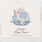 Blue Hydrangea Flower Pumpkin Herfst Baby shower Sparkling Wijnetiket (Enkel label)