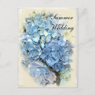 Blue Hydrangea Flower Summer Wedding Save the Date Aankondigingskaart