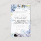 Blue Hydrangea Flower Waterverf begrafenisgebed Visitekaartje (Achterkant)