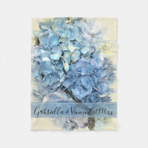 Blue Hydrangea Flower Wedding Fleece Deken