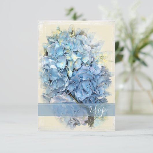 Blue Hydrangea Flower Wedding RSVP (Debout devant)