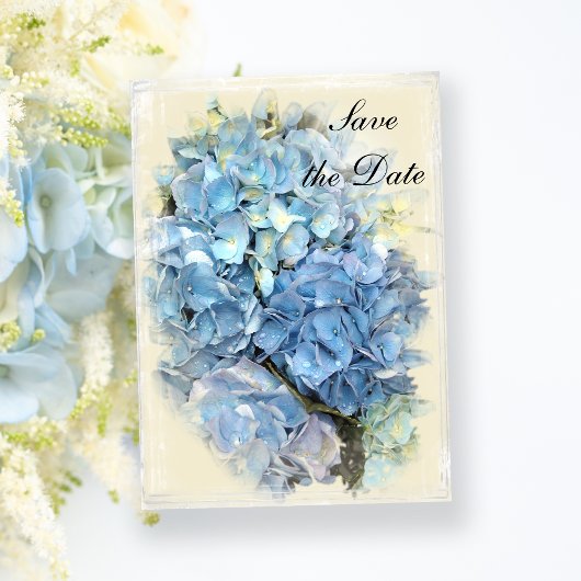 Blue Hydrangea Flower Wedding Save the Date Kaart
