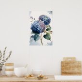 Blue Hydrangea Flowers Art Imprimer Poster (Cuisine)
