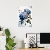 Blue Hydrangea Flowers Art Imprimer Poster (Bureau à domicile)