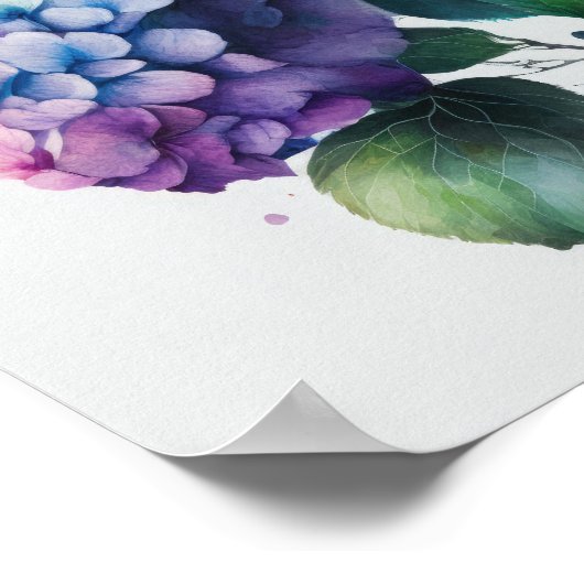 Blue Hydrangea Flowers Art Imprimer Poster (Coin)