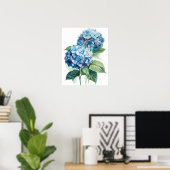 Blue Hydrangea Flowers Art Print Poster (Thuiskantoor)