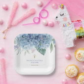 blue Hydrangea flowers Baptism Papieren Bordje (Feest)