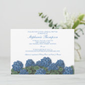 Blue Hydrangea Flowers Bridal Shower Invitation Kaart (Staand voorkant)