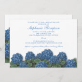 Blue Hydrangea Flowers Bridal Shower Invitation Kaart (Voorkant / Achterkant)
