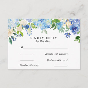 Blue Hydrangea Flowers Bruiloft RSVP Kaart