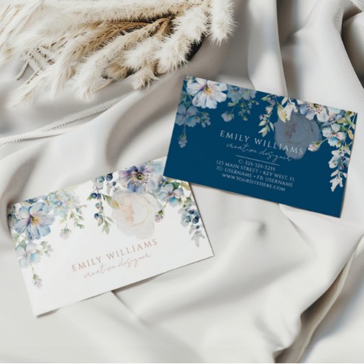 Blue Hydrangea Flowers Business Card Visitekaartje
